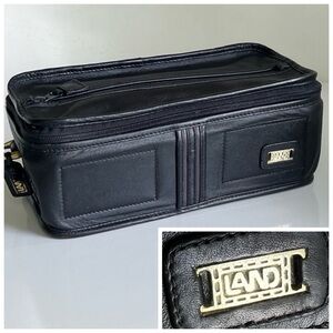 Land Leather Goods Black Travel Toiletry Bag Dopp Kit